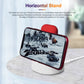 Three-in-one charging stand with white base and red phone horizontal support