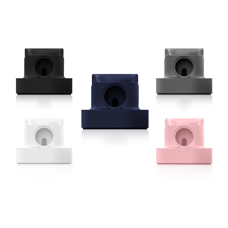 Three-in-one charging stand color options: black, navy, gray, white, pink