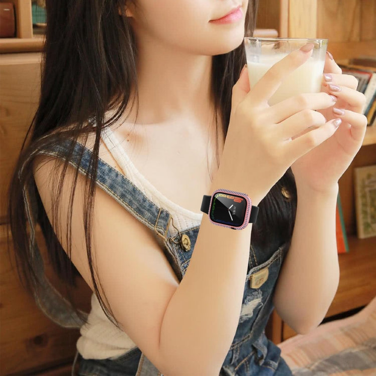Diamond PC + Tempered Glass Watch Case For Apple Watch Series, 7 41mm, 7 45mm