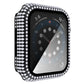 Diamond rhinestone tempered glass Apple Watch case with black screen view and crystal frame