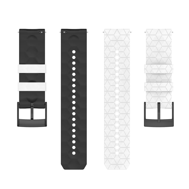 Two-piece two-tone silicone watch band set with black and white geometric segments