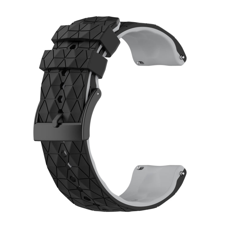 Two-tone silicone watch band with black top and light gray underside, geometric pattern