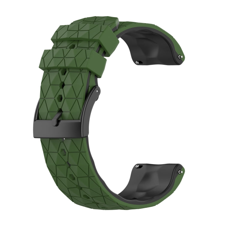 Two-color silicone watch band for Suunto 9, green geometric pattern with black inserts
