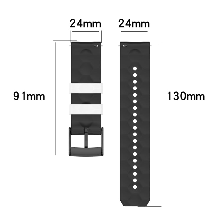 Two-color silicone watch band for Suunto 9, black strap with light gray connector stripe