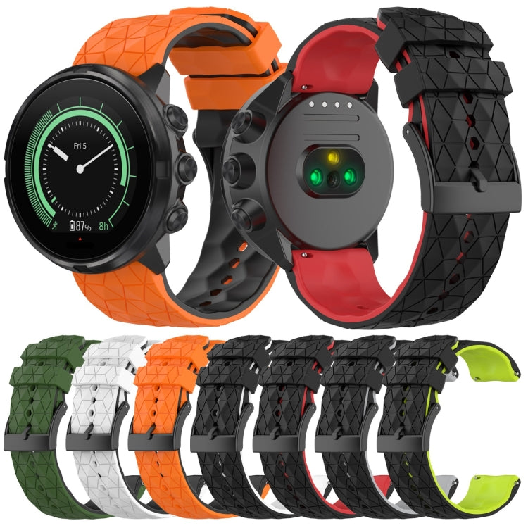 Two-color silicone watch band for Suunto 9, set of color options with textured geometric links