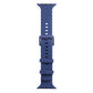 Blue braided silicone watch band with clasp and perforated holes for Apple Watch
