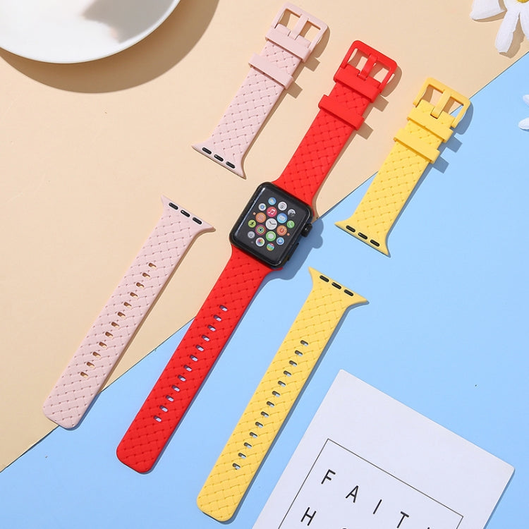 Set of braided silicone watch bands in pink, red, yellow, and purple colors