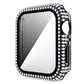Diamond rhinestone watch case with tempered glass, clear front and side button cutouts