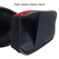 Black elastic strap on padded shin and ankle guard for secure fit