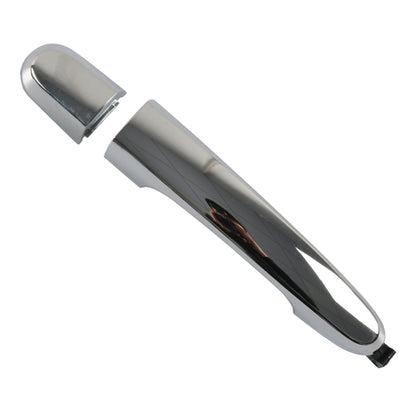 Car rear left outside door handle, metal finish with black base