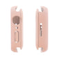 Pink watch case cover with side buttons and open screen opening