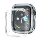 Transparent electroplated protective watch case with open screen area and side cutouts