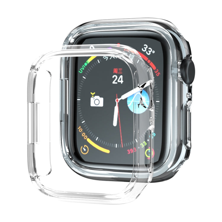 Transparent electroplated protective watch case with open screen area and side cutouts