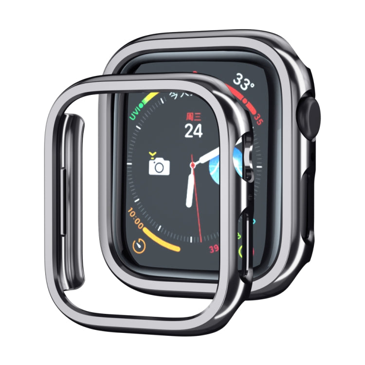 Dark gray electroplated hollow protective watch case with raised bezel and side cutouts