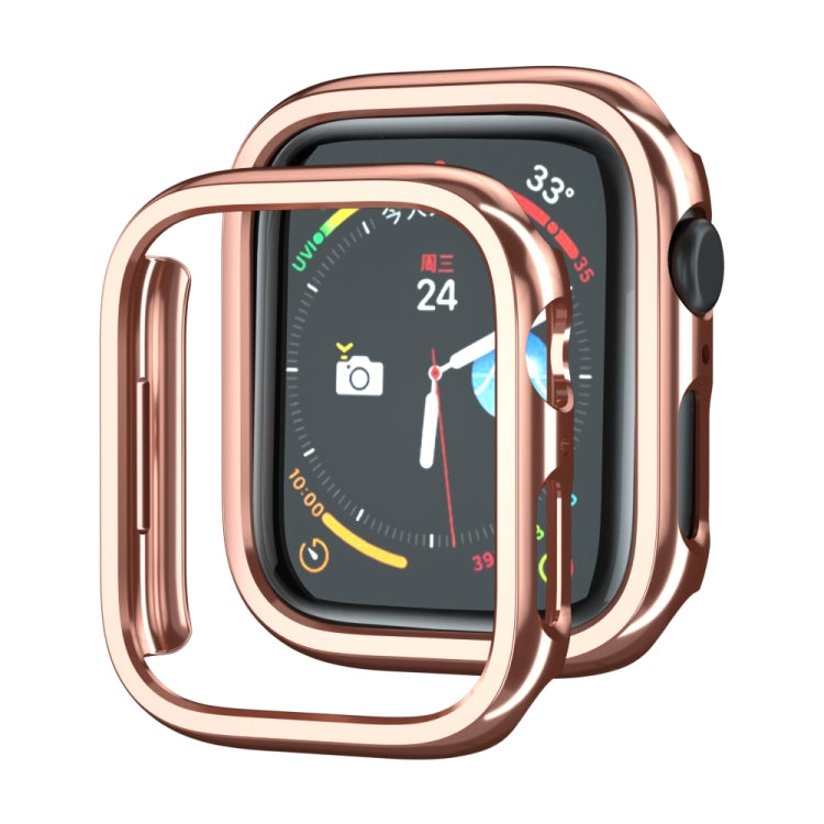 Rose gold electroplated PC Apple Watch protective case with raised bezel and clear front