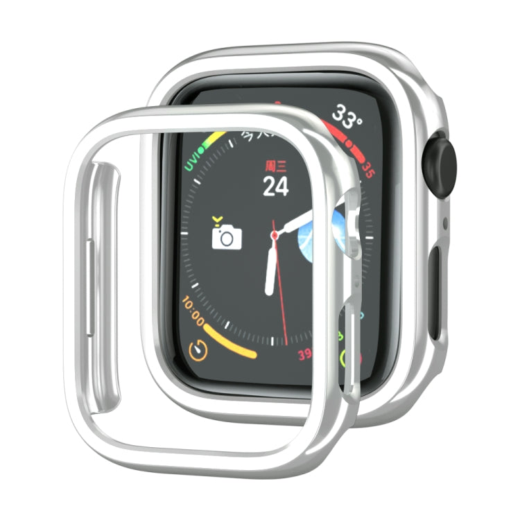 Silver electroplated PC Apple Watch protective case with raised bezel and clear front