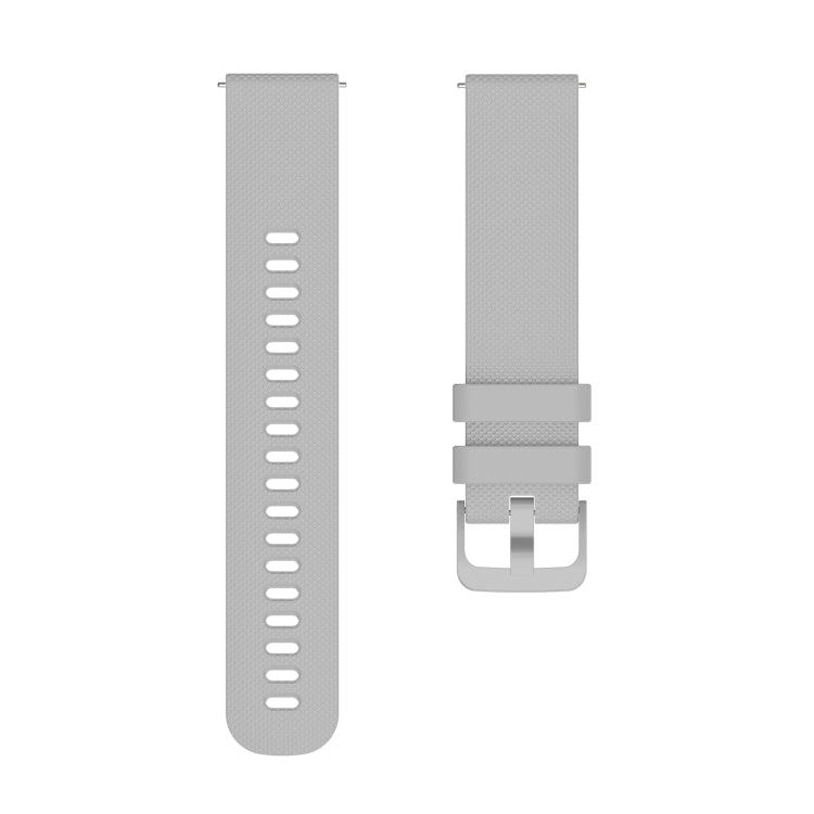 Grey pockmarked silicone watch strap band with buckle, perforated links