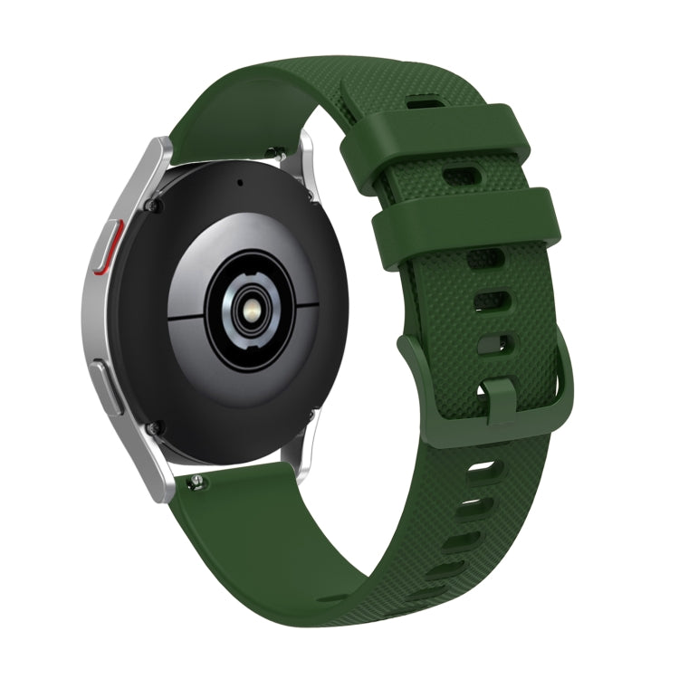 Silicone watch strap with buckle, dark green pockmarked textured pattern