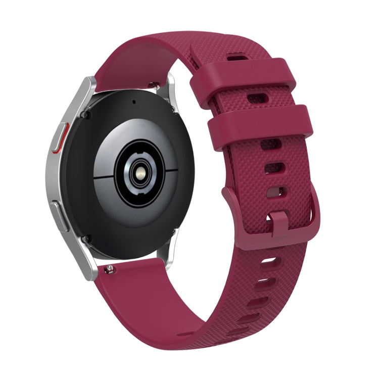 Silicone watch strap with buckle, wine red pockmarked textured pattern