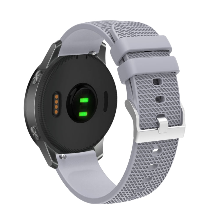 Light gray textured silicone watch strap with silver-tone buckle and perforated pattern