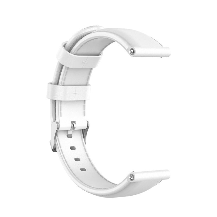 Oil-wax leather smartwatch strap in white, with metal pin-and-buckle holes