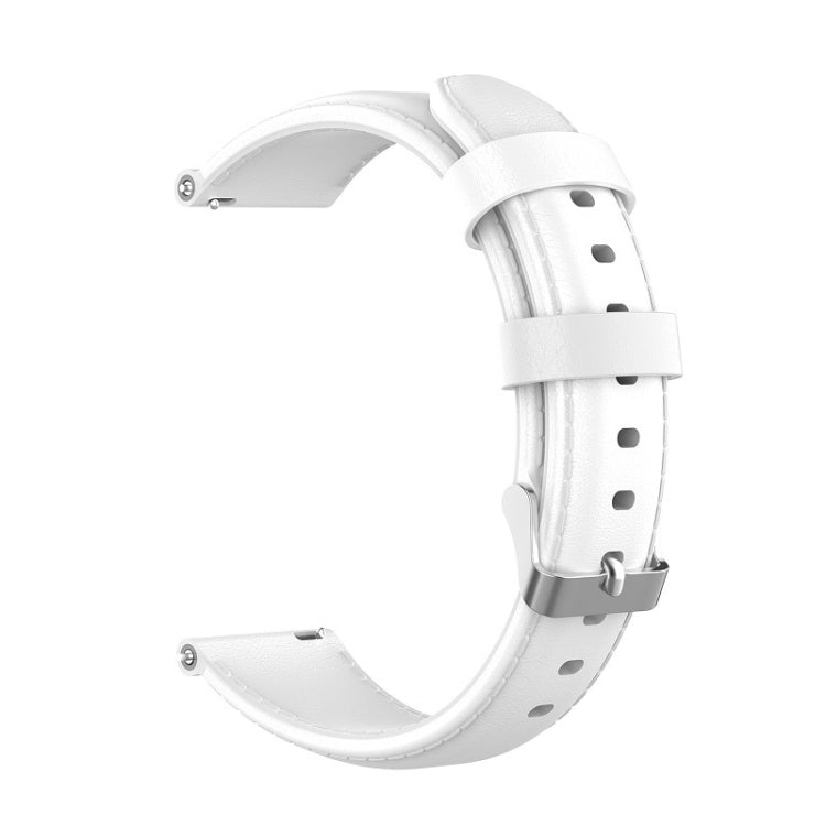 White oil-wax leather watch strap with perforations and metal buckle hardware