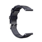 Oil-wax leather smartwatch strap in navy blue with metal buckle and adjustment holes