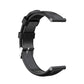 Oil-wax leather smartwatch strap in black with metal buckle and adjustment holes