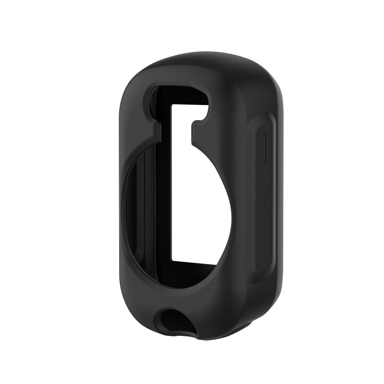 Black silicone case for a bike computer, with open front and side control cutout