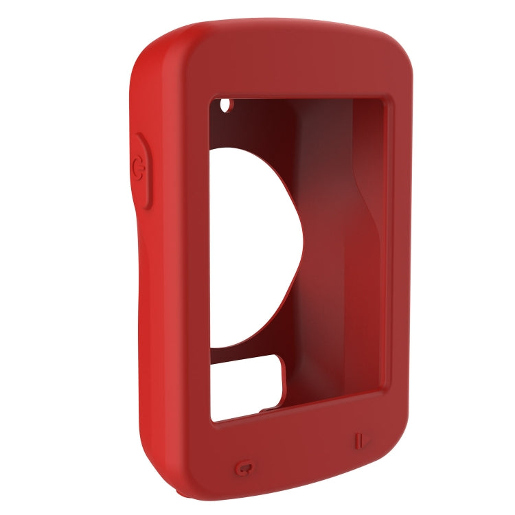 Red protective case with window opening and side buttons for bike computer