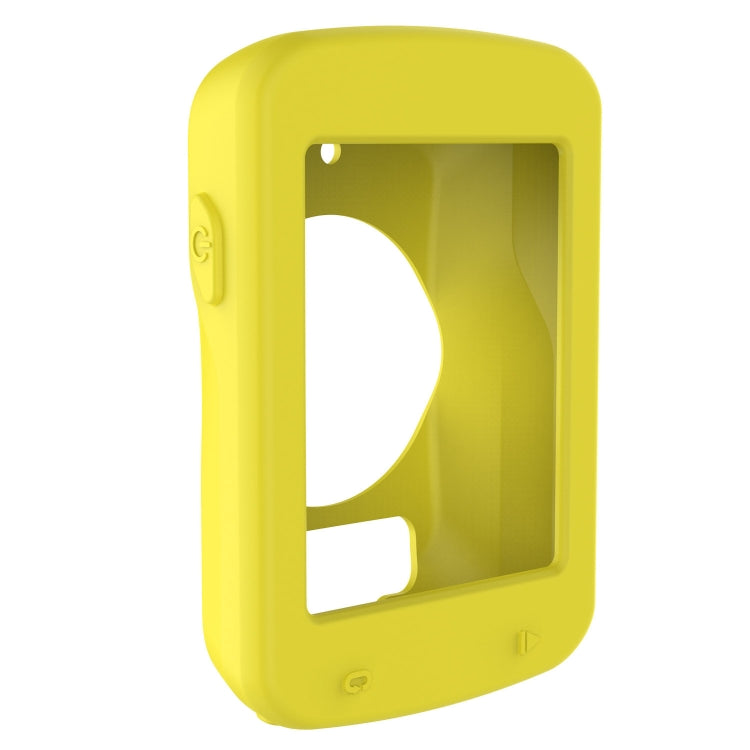 Yellow protective case with window opening and side buttons for bike computer