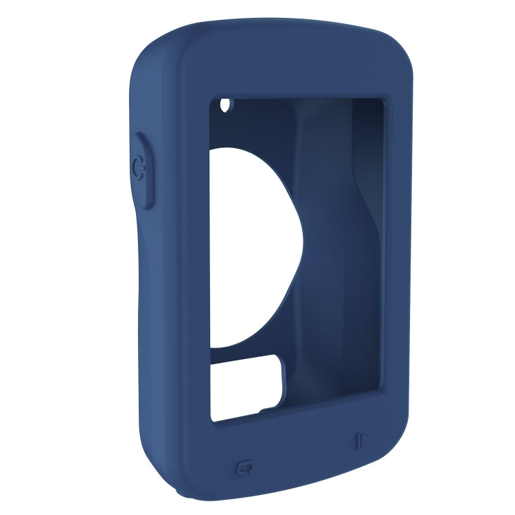 Navy blue protective case with window opening and side buttons for bike computer