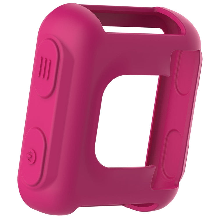 Silicone protective case for a smartwatch, pink, with side buttons and open face cutout