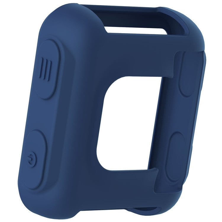 Silicone protective case for a smartwatch, navy blue, with side buttons and open face cutout