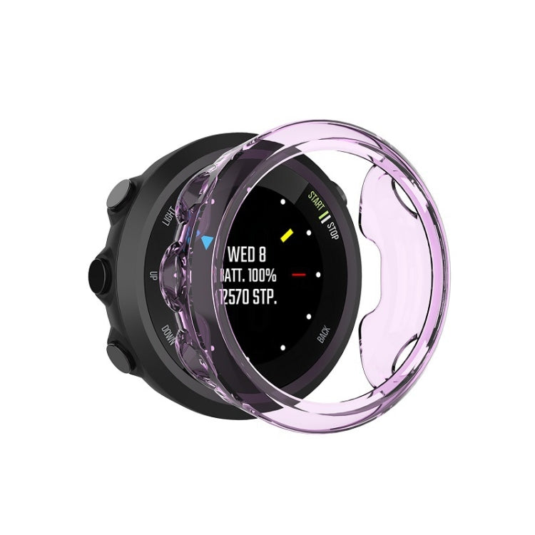 Transparent purple TPU protective shell for Garmin Forerunner 45S, purple-tinted protective ring