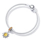 Sterling silver mesh bracelet with sun charms and an orange crystal accent bead
