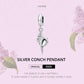 Silver conch pendant charm with hanging loop and sculpted shell silhouette