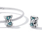 Sterling silver chain bracelet with sun and moon hourglass charm and matching bead
