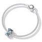 Silver mesh chain bracelet with sun and moon hourglass charm near clasp