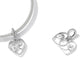 Sterling silver bracelet with dangling heart charms featuring hand-swearing hands