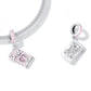 Sterling silver charm bracelet with pink enamel tarot card pendant and heart on link chain