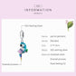 Parrot pendant charm with silver loop on a product information panel