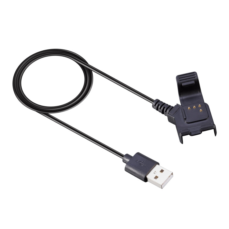 USB-A to device charging cable, black flat plug with notched housing and gold pins