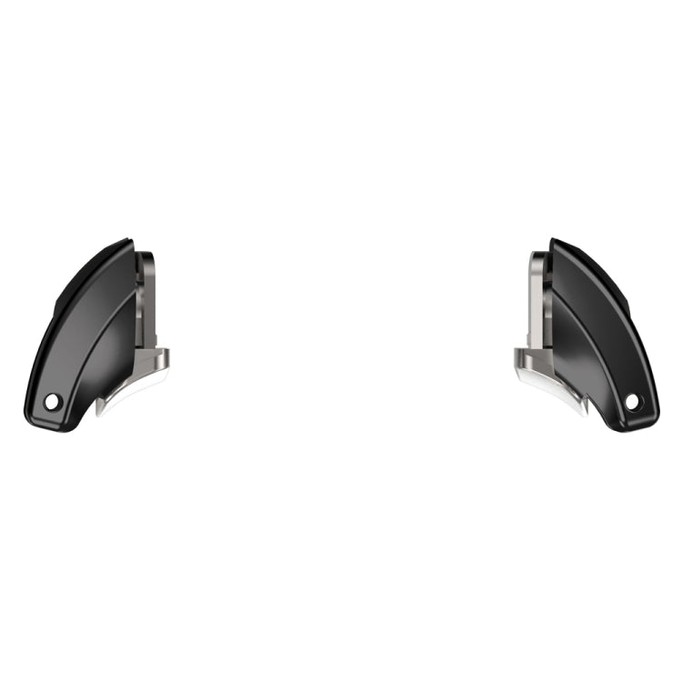 Black metal watch strap head side view with prongs and screw holes