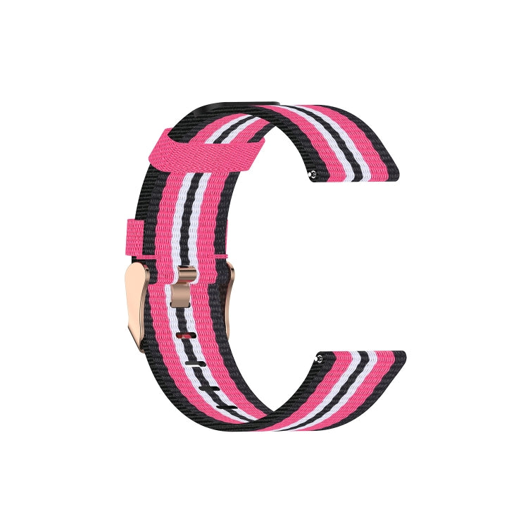 42mm nylon canvas watch strap with pink, black, and white striped design