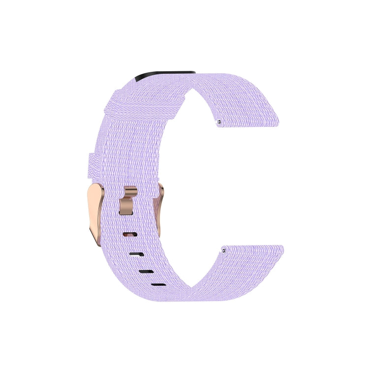 42mm nylon canvas watch strap in light purple with stitched stripe weave