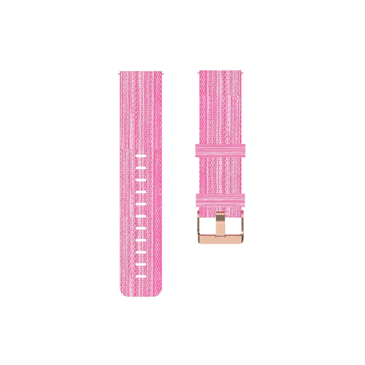 Pink nylon canvas watch strap set, including metal buckle and keeper