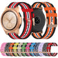 Set of nylon canvas smartwatch straps with multicolor stripe patterns and metal buckles