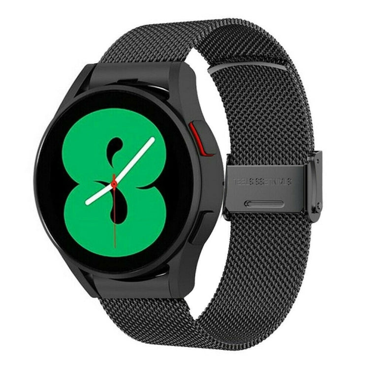 Black stainless mesh watch band with metal buckle for smartwatch