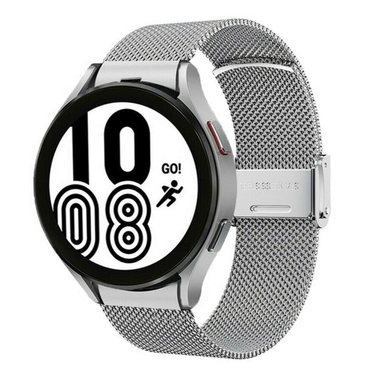 Silver stainless mesh watch band with metal buckle for smartwatch